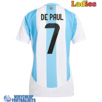 Argentina Rodrigo De Paul #7 Replica Home Shirt Ladies Copa America 2024 Short Sleeve